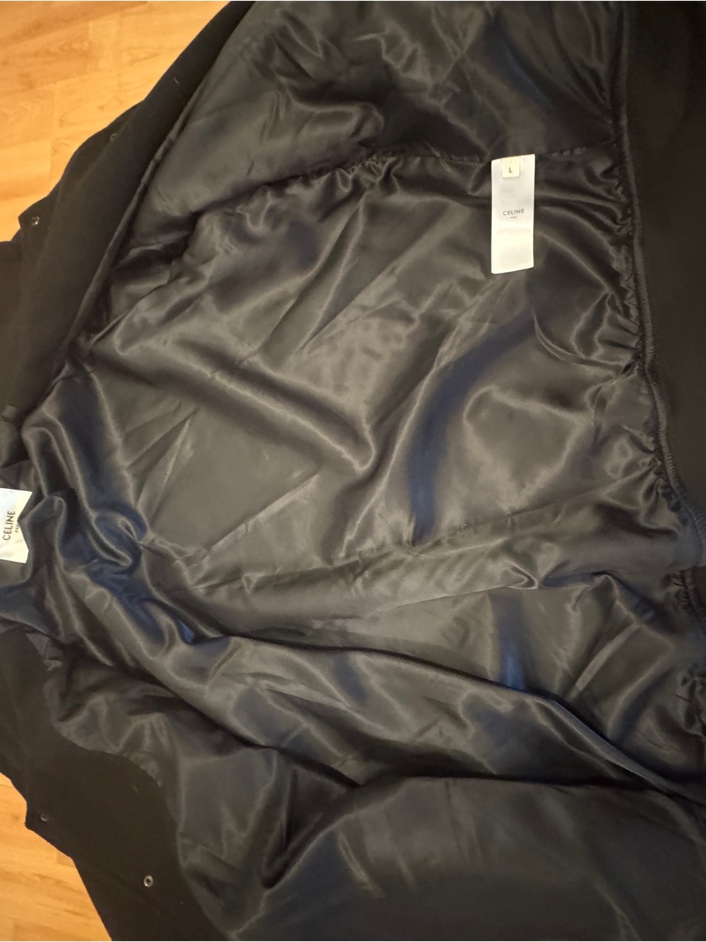 Celine Black Hooded Satin-Lined Jacket - Picture 3 of 4